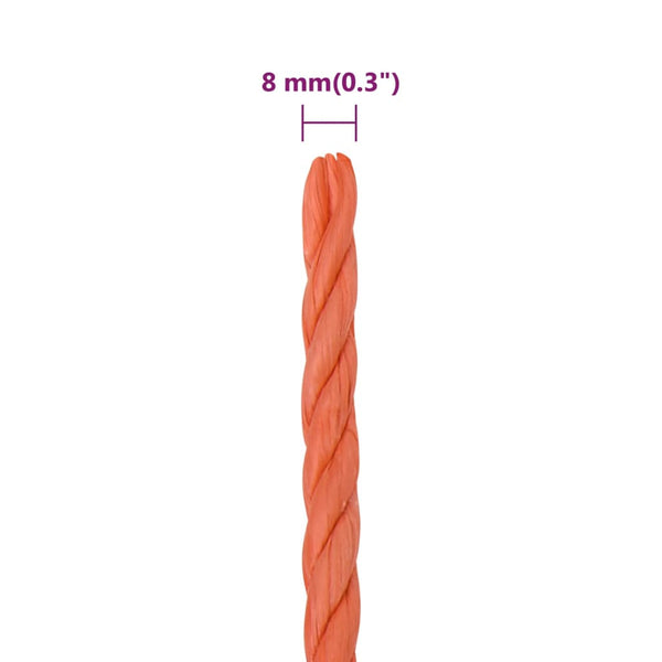 Arbeitsseil Orange 8 mm 50 m Polypropylen