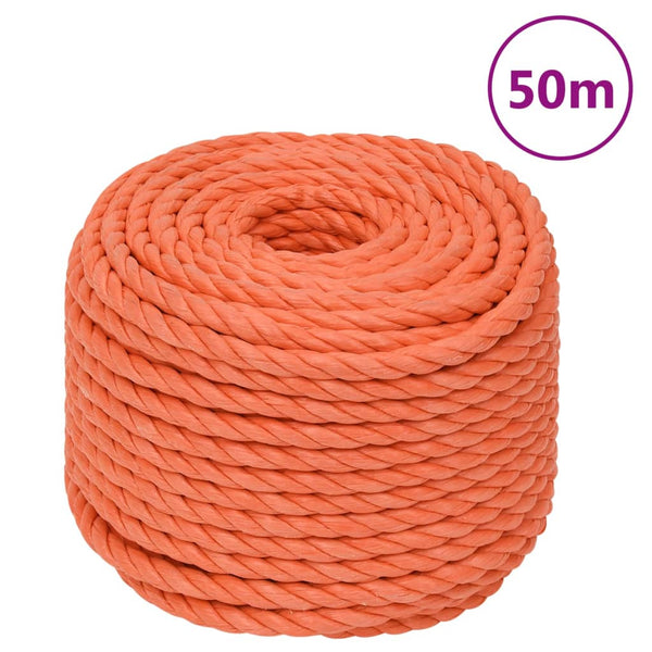 vidaXL Corde de travail orange 10 mm 50 m polypropylène