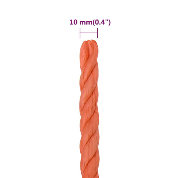 vidaXL Corde de travail orange 10 mm 50 m polypropylène