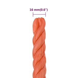 vidaXL Corde de travail orange 16 mm 50 m polypropylène