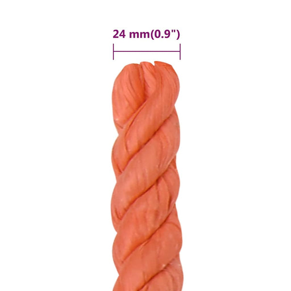 vidaXL Corde de travail orange 24 mm 50 m polypropylène