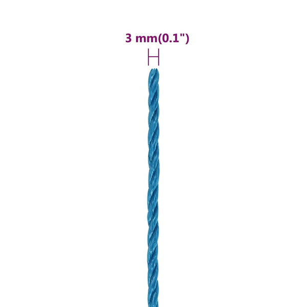 vidaXL Corde de travail bleue 3 mm 500 m polypropylène