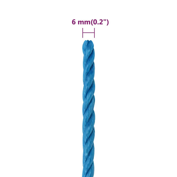 vidaXL Corde de travail bleue 6 mm 50 m Polypropylène