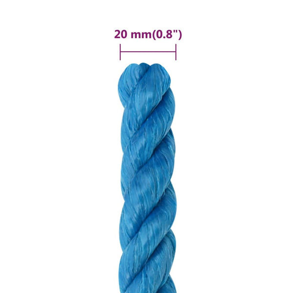 vidaXL Corde de travail bleue 20 mm 25 m polypropylène