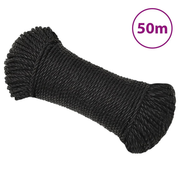 vidaXL Corde de travail noire 3 mm 50 m polypropylène