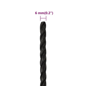 Arbeitsseil Schwarz 6 mm 25 m Polypropylen