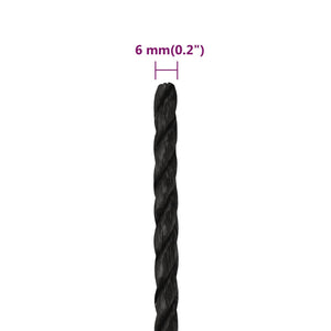 vidaXL Corde de travail noire 6 mm 100 m polypropylène