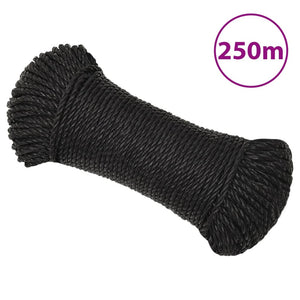 vidaXL Corde de travail noire 6 mm 250 m Polypropylène
