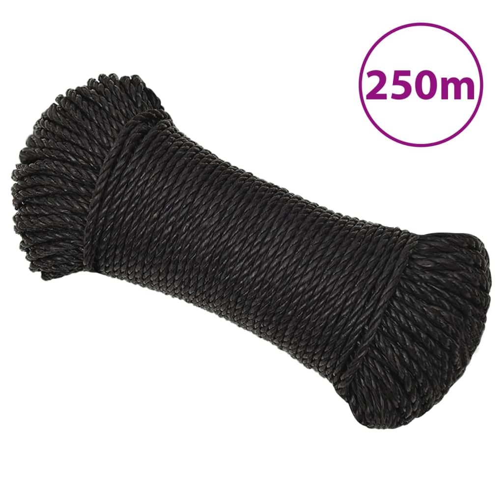 vidaXL Corde de travail noire 6 mm 250 m Polypropylène
