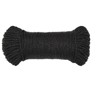 vidaXL Corde de travail noire 6 mm 250 m Polypropylène