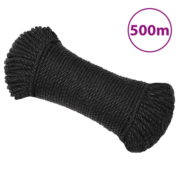 vidaXL Corde de travail noire 6 mm 500 m polypropylène