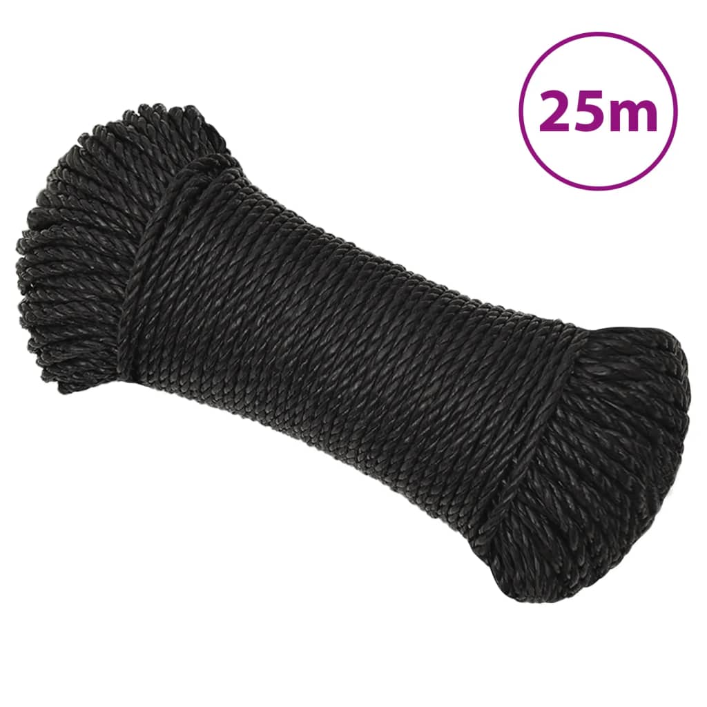 vidaXL Corde de travail noire 8 mm 25 m polypropylène