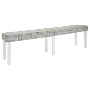 vidaXL Banc blanc 160x35x45 cm rotin kubu naturel et bois massif d'acajou