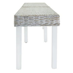 vidaXL Banc blanc 160x35x45 cm rotin kubu naturel et bois massif d'acajou