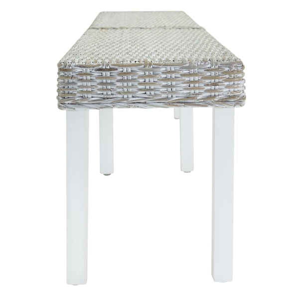 vidaXL Banc blanc 160x35x45 cm rotin kubu naturel et bois massif d'acajou