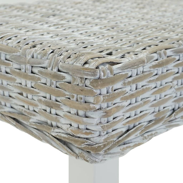 vidaXL Banc blanc 160x35x45 cm rotin kubu naturel et bois massif d'acajou