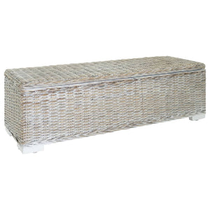 vidaXL Coffre blanc 110 cm en rotin kubu naturel et bois d'acajou massif