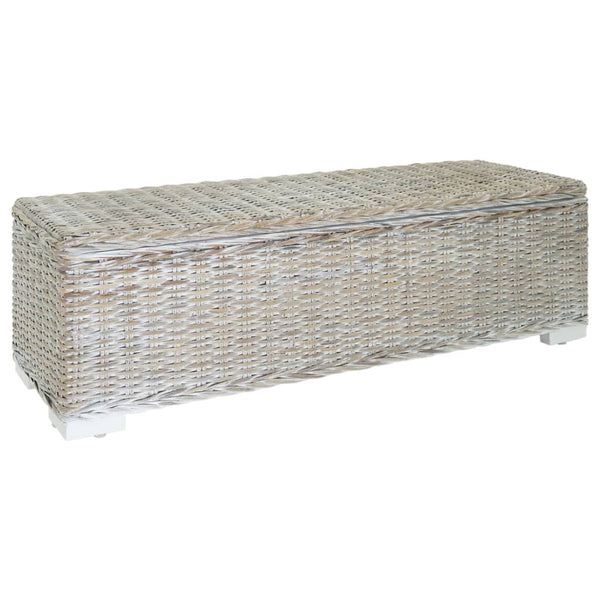 vidaXL Coffre blanc 110 cm en rotin kubu naturel et bois d'acajou massif