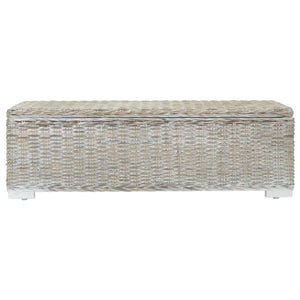 vidaXL Coffre blanc 110 cm en rotin kubu naturel et bois d'acajou massif
