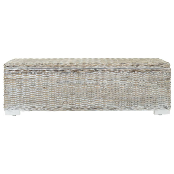 vidaXL Coffre blanc 110 cm en rotin kubu naturel et bois d'acajou massif