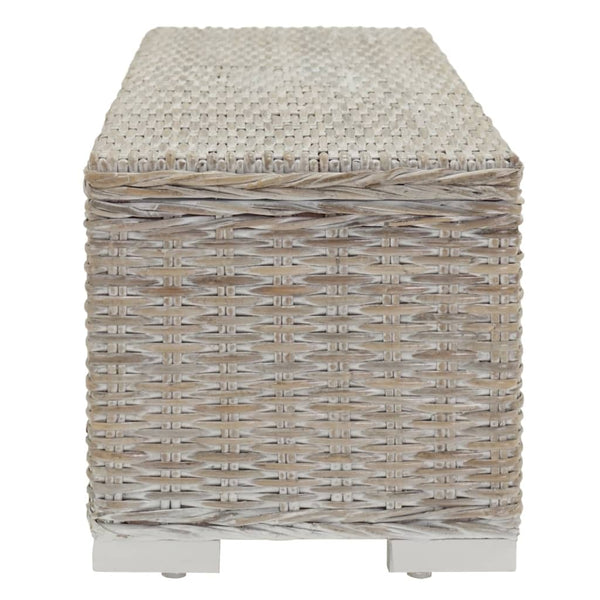 vidaXL Coffre blanc 110 cm en rotin kubu naturel et bois d'acajou massif