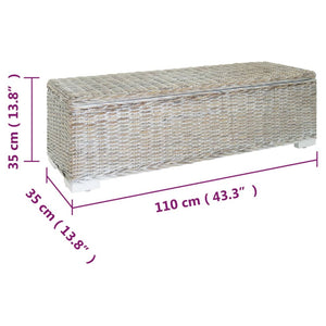 vidaXL Coffre blanc 110 cm en rotin kubu naturel et bois d'acajou massif