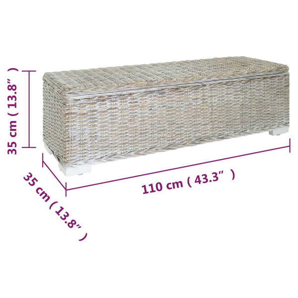 vidaXL Coffre blanc 110 cm en rotin kubu naturel et bois d'acajou massif