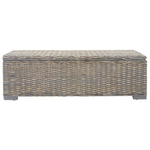 Graue Rattan Truhe 110 cm mit Stauraum