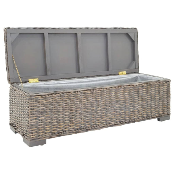 Graue Rattan Truhe 110 cm mit Stauraum