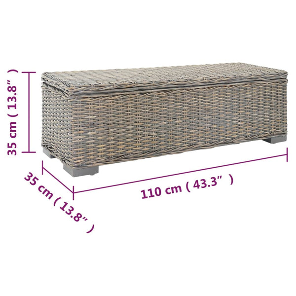 Graue Rattan Truhe 110 cm mit Stauraum