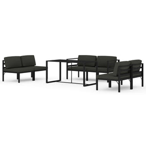 7-tlg. Garten-Lounge-Set mit Kissen Aluminium Anthrazit