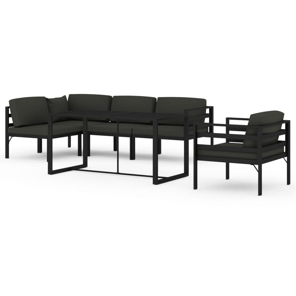 6-tlg. Garten-Lounge-Set mit Kissen Aluminium Anthrazit