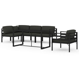 6-tlg. Garten-Lounge-Set mit Kissen Aluminium Anthrazit