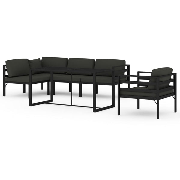 6-tlg. Garten-Lounge-Set mit Kissen Aluminium Anthrazit