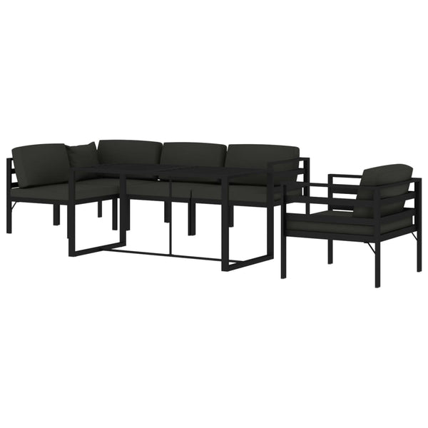 6-tlg. Garten-Lounge-Set mit Kissen Aluminium Anthrazit