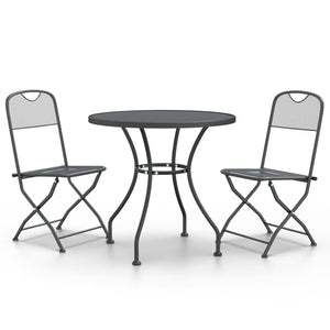 3-tlg. Garten-Essgruppe Streckmetall Anthrazit