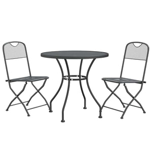 3-tlg. Garten-Essgruppe Streckmetall Anthrazit
