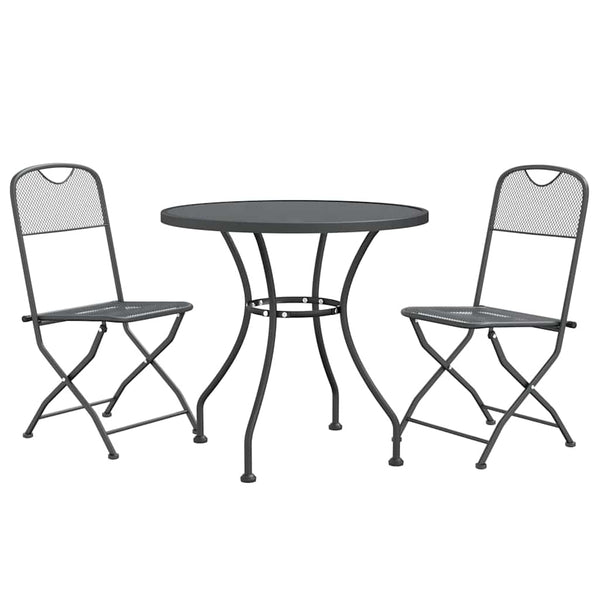 3-tlg. Garten-Essgruppe Streckmetall Anthrazit