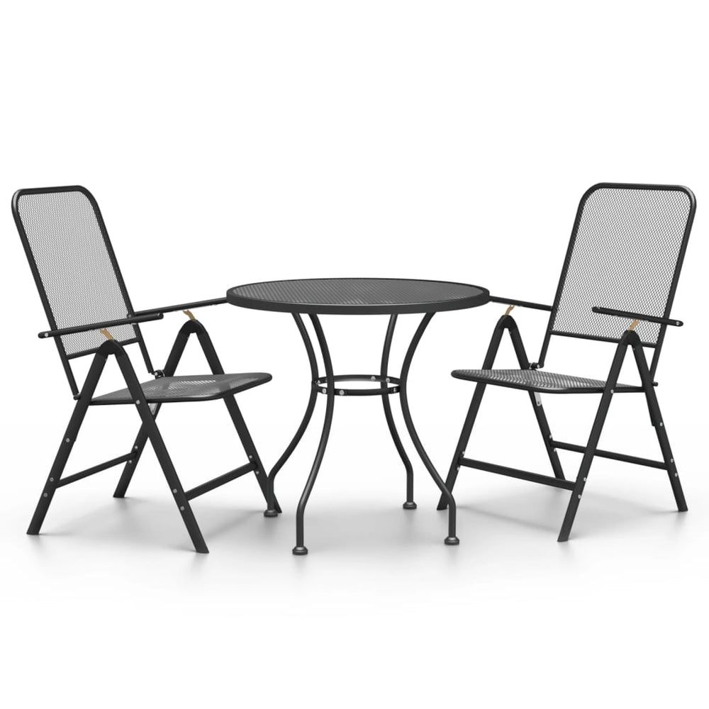3-tlg. Garten-Essgruppe Streckmetall Anthrazit