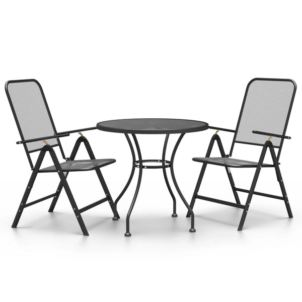 3-tlg. Garten-Essgruppe Streckmetall Anthrazit