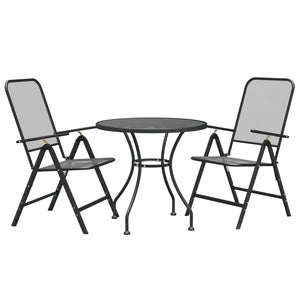 3-tlg. Garten-Essgruppe Streckmetall Anthrazit