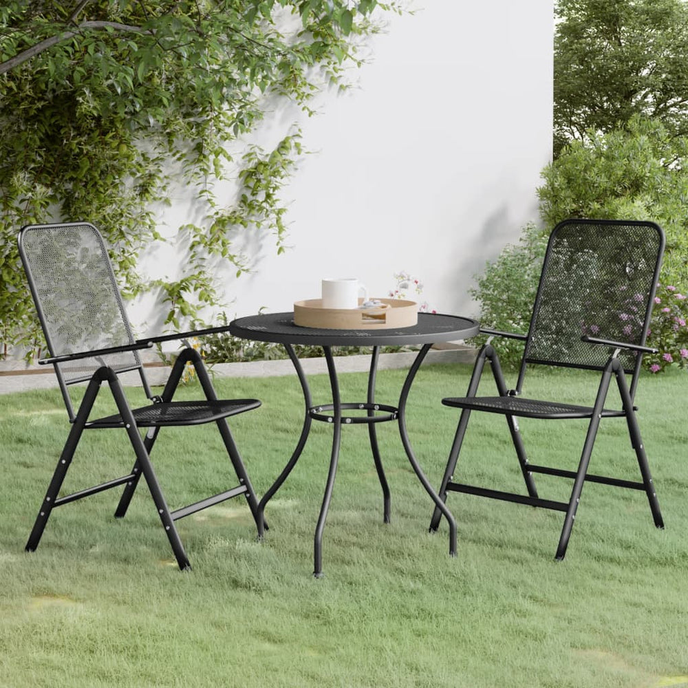 3-tlg. Garten-Essgruppe Streckmetall Anthrazit