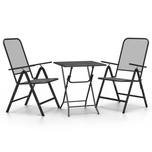 3-tlg. Garten-Essgruppe Streckmetall Anthrazit