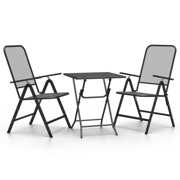 3-tlg. Garten-Essgruppe Streckmetall Anthrazit