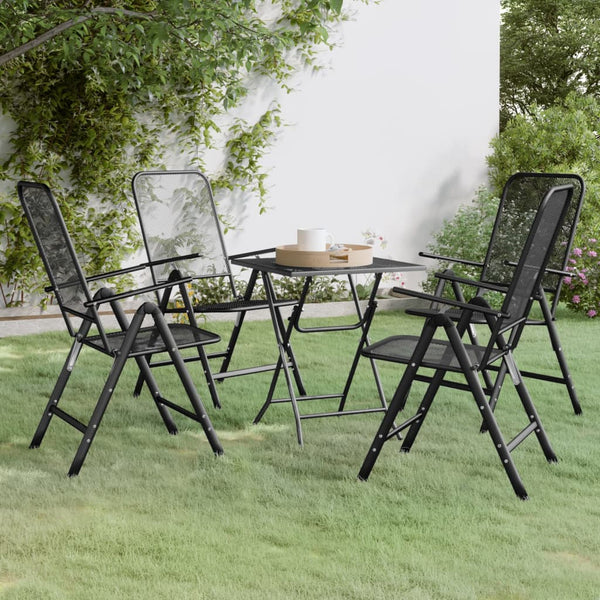 5-tlg. Garten-Essgruppe Streckmetall Anthrazit
