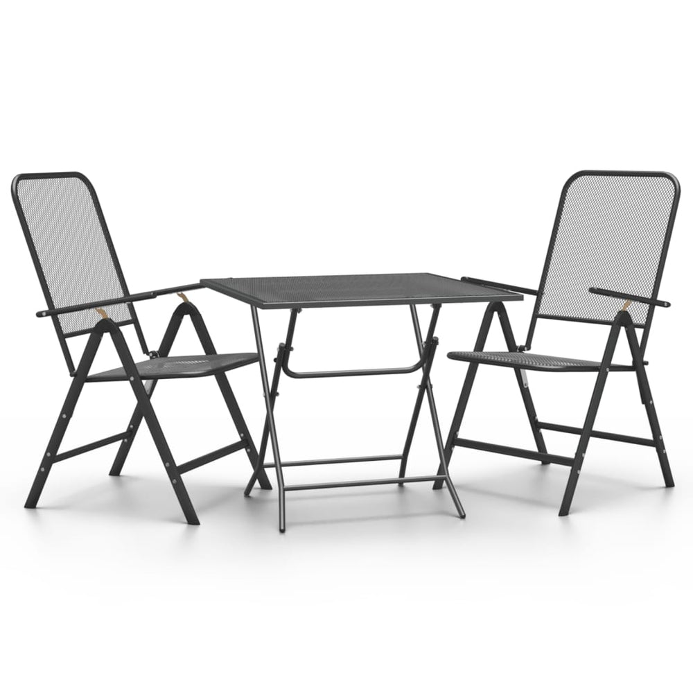 3-tlg. Garten-Essgruppe Streckmetall Anthrazit