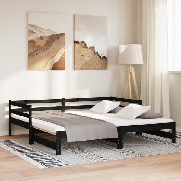 Ausziehbares Tagesbett 90x190 cm, Schwarz