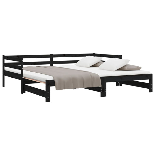 Ausziehbares Tagesbett 90x190 cm, Schwarz