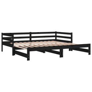 Ausziehbares Tagesbett 90x190 cm, Schwarz