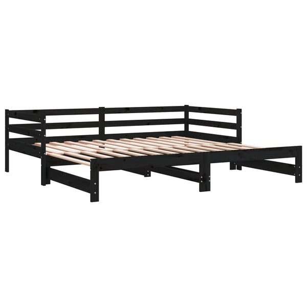 Ausziehbares Tagesbett 90x190 cm, Schwarz